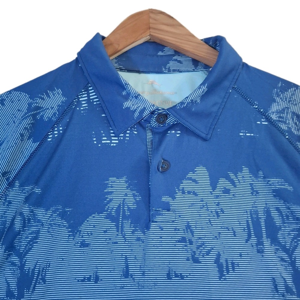 Tommy Bahama Island Active Polo Shirt Men's XL Blue Palms Performance